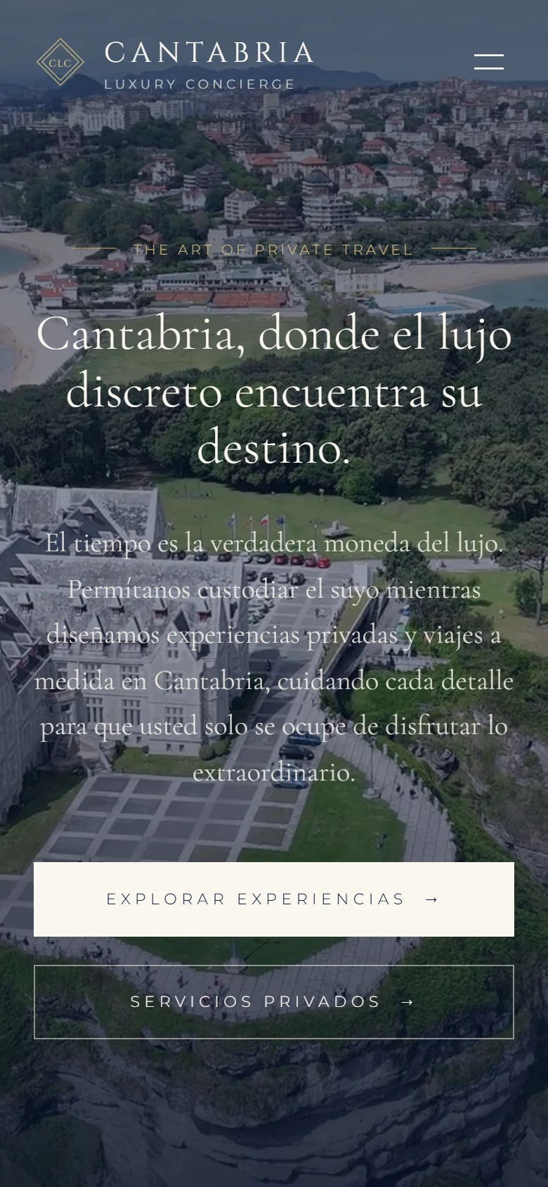 Web de Cantabria Luxury Concierge (móvil)